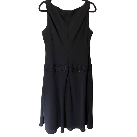 Evan-Picone Black Sleeveless Dress V-Neck Beaded Size 16 - Picture 2 of 9